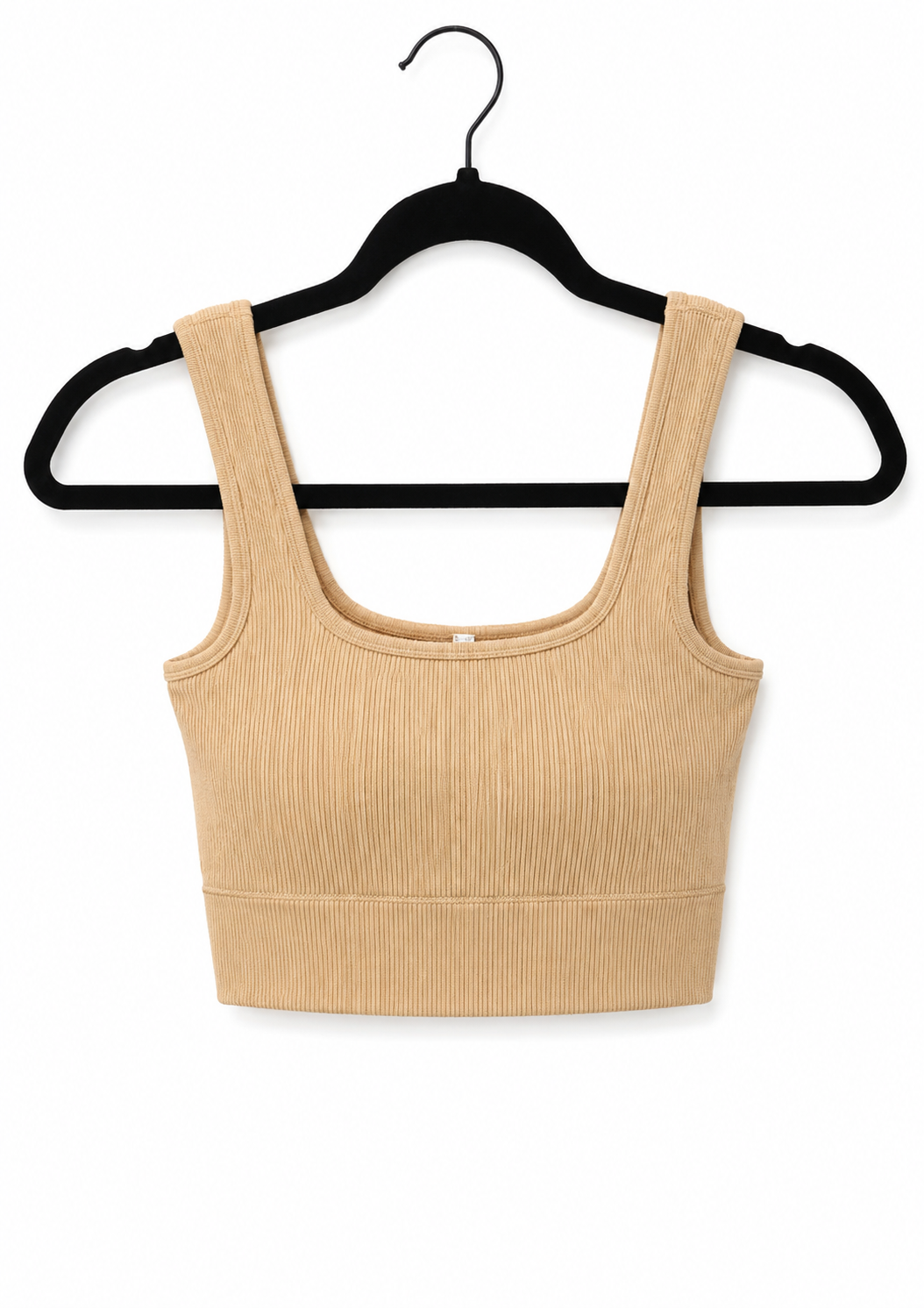 Tan Ribbed Sports Bra (scoop Neck)
