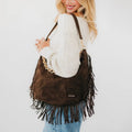 Loretta Suede Fringe Slouchy Bag
