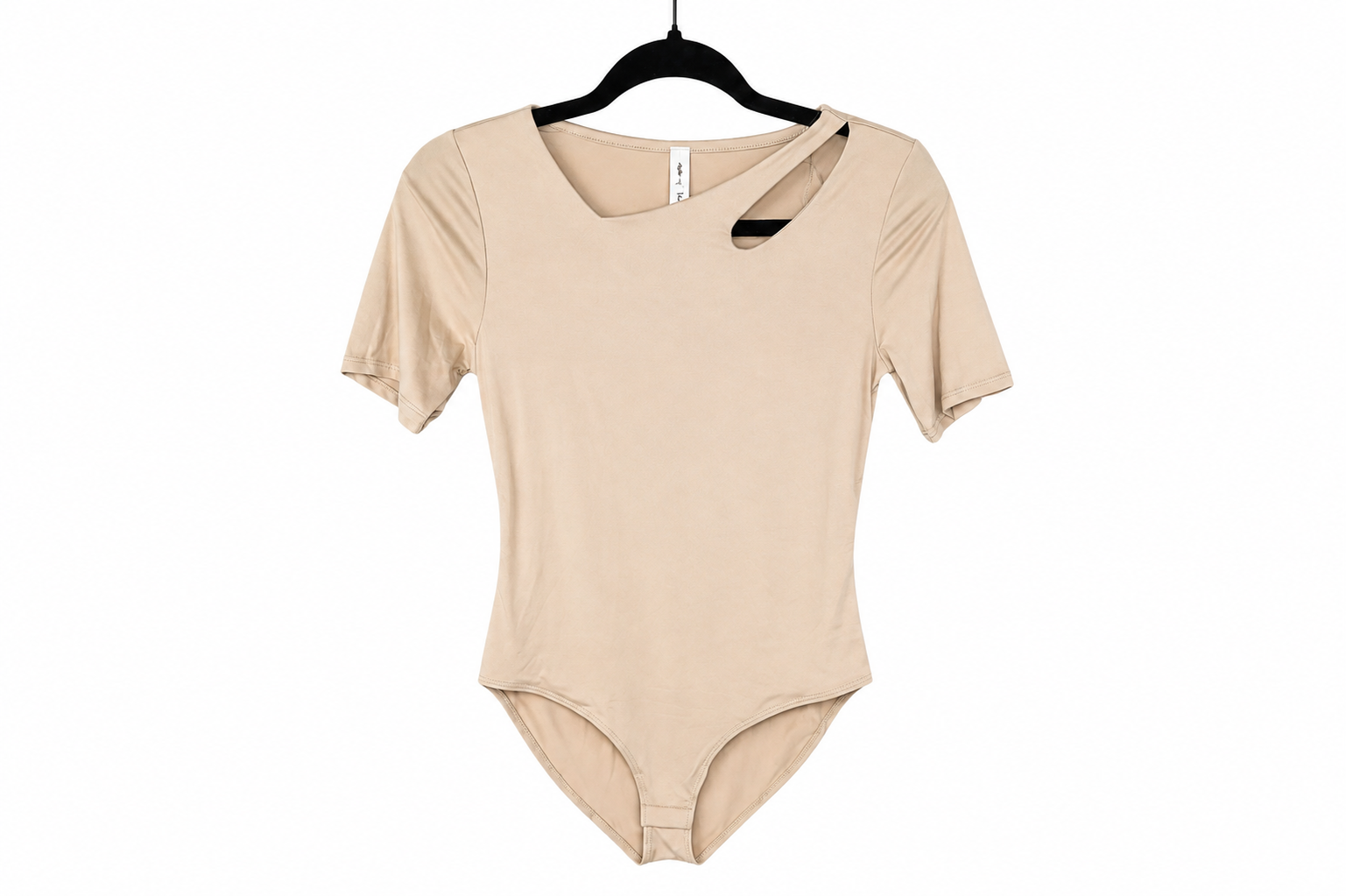 Beige Slit Bodysuit