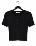 Ribbed Button Front Tee